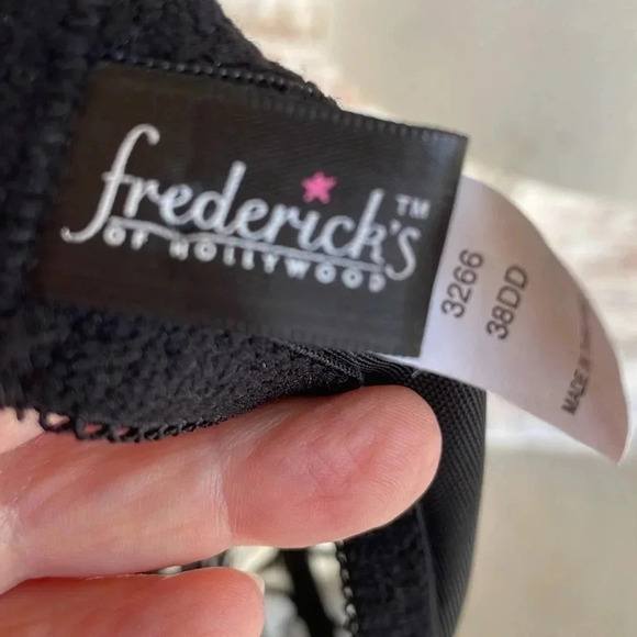 Frederick’s Of Hollywood Black Sheer Embroidered Push Up Underwire Plus Size Bra - Picture 10 of 11